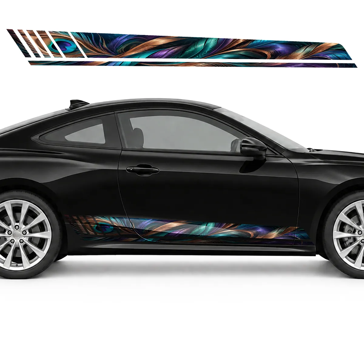 Iridescent Peacock Ribbons GT racing side door stripes, view 4 of 4