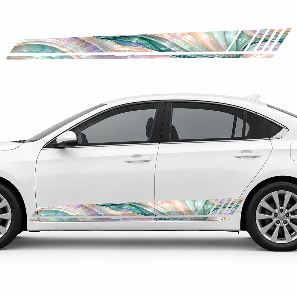 Pearlescent Waves in Pastel Tones GT racing side door stripes decals stickers for Cars
