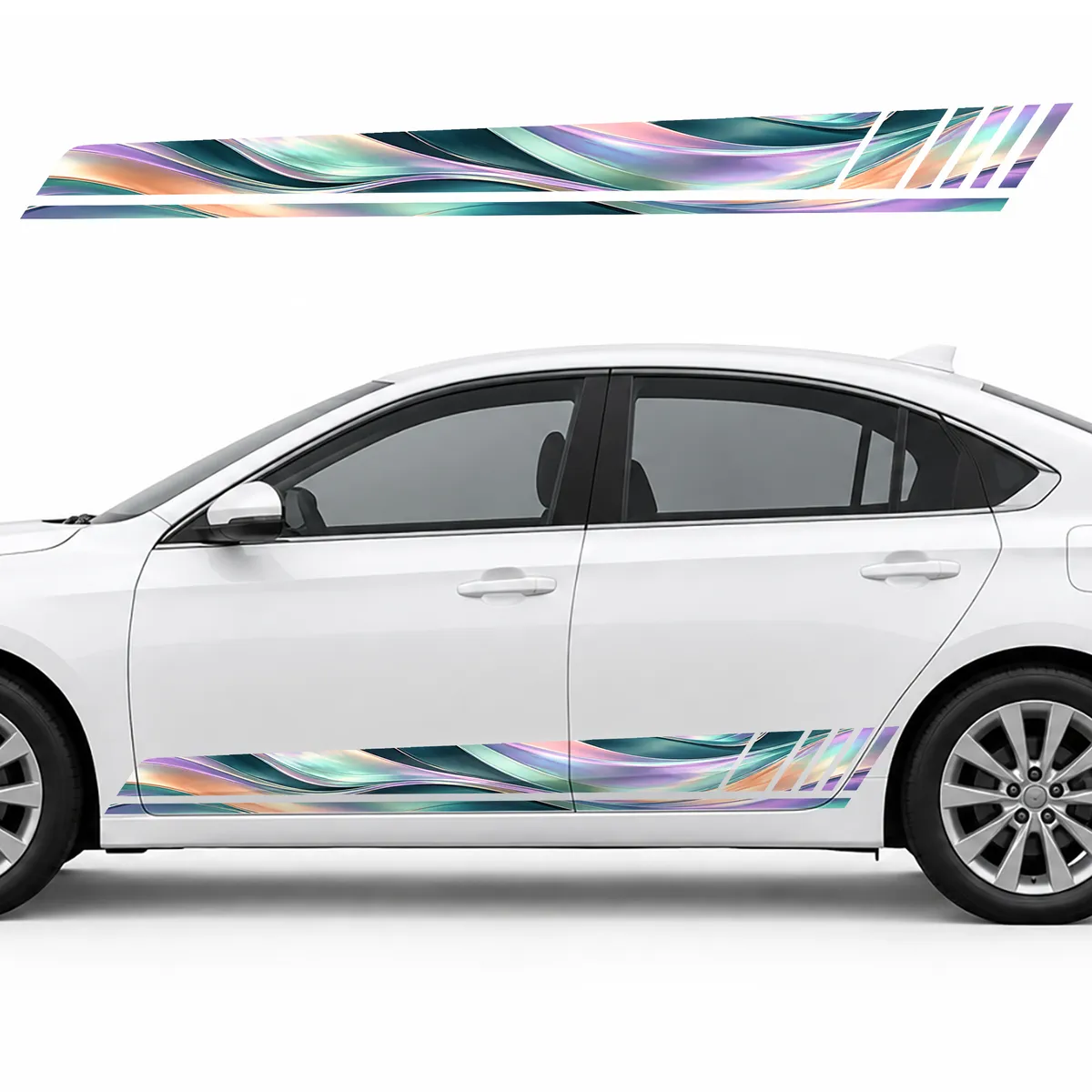 Pearl Ribbons in a Violet and Mint Wave GT racing side door stripes decals stickers for Cars