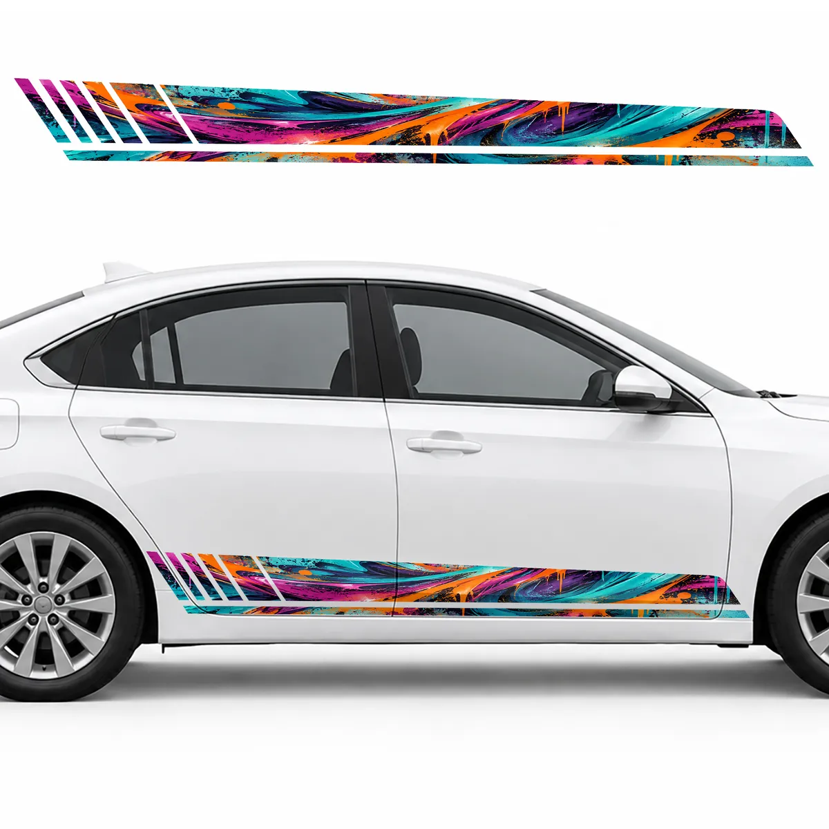 Fluid Spray Mural in Turquoise and Magenta GT racing side, view 2 of 4