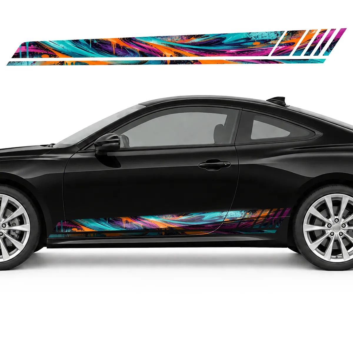 Fluid Spray Mural in Turquoise and Magenta GT racing side, view 3 of 4