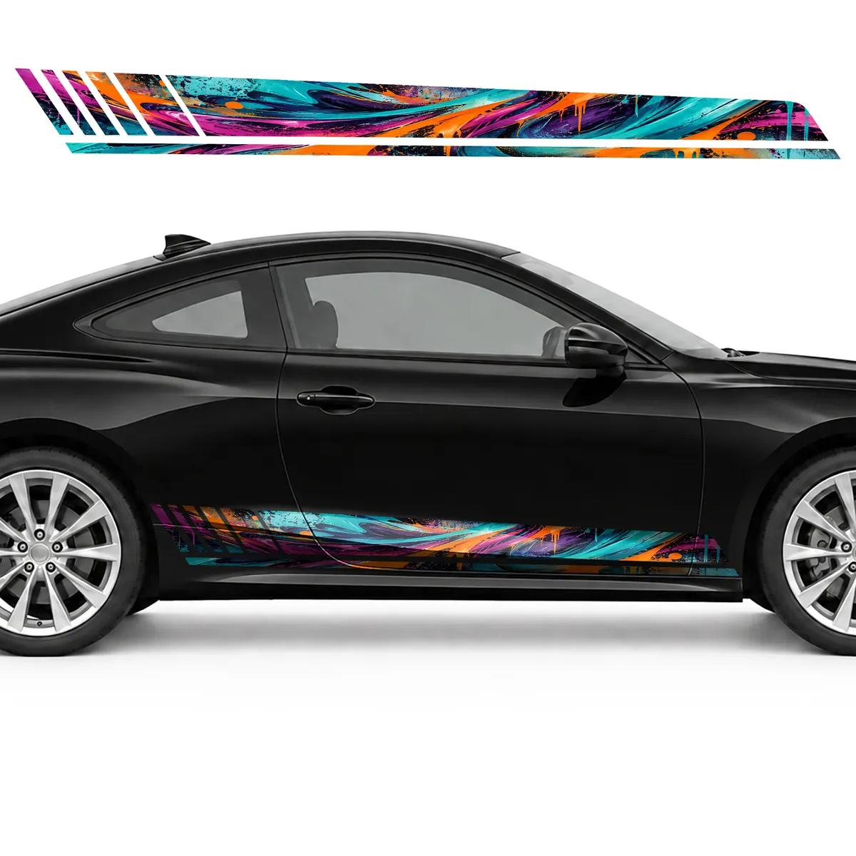 Fluid Spray Mural in Turquoise and Magenta GT racing side, view 4 of 4