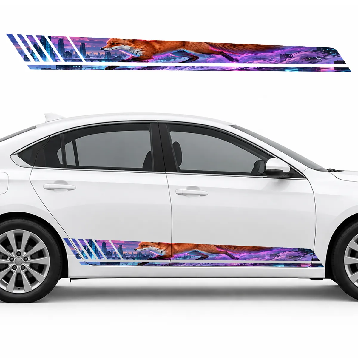 Orange Fox over a Neon City GT racing side door stripes, view 2 of 4
