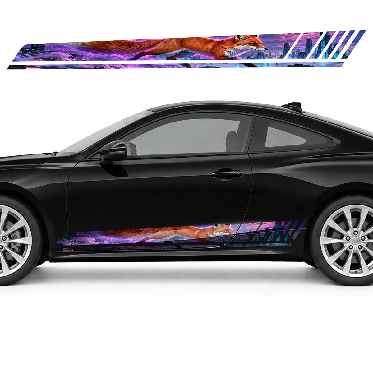 Orange Fox over a Neon City GT racing side door stripes, view 3 of 4