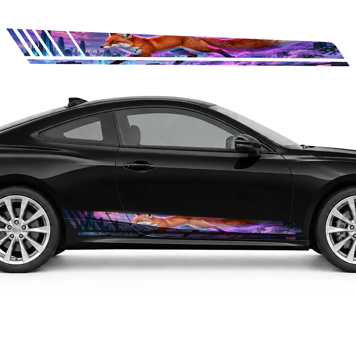 Orange Fox over a Neon City GT racing side door stripes, view 4 of 4