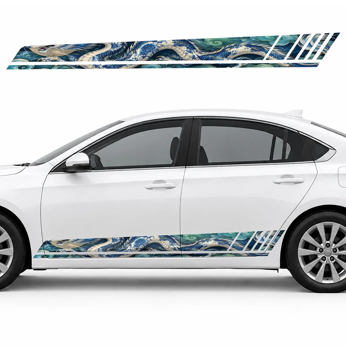 Porcelain Dragon with Golden Cracks GT racing side door stripes decals stickers for Cars