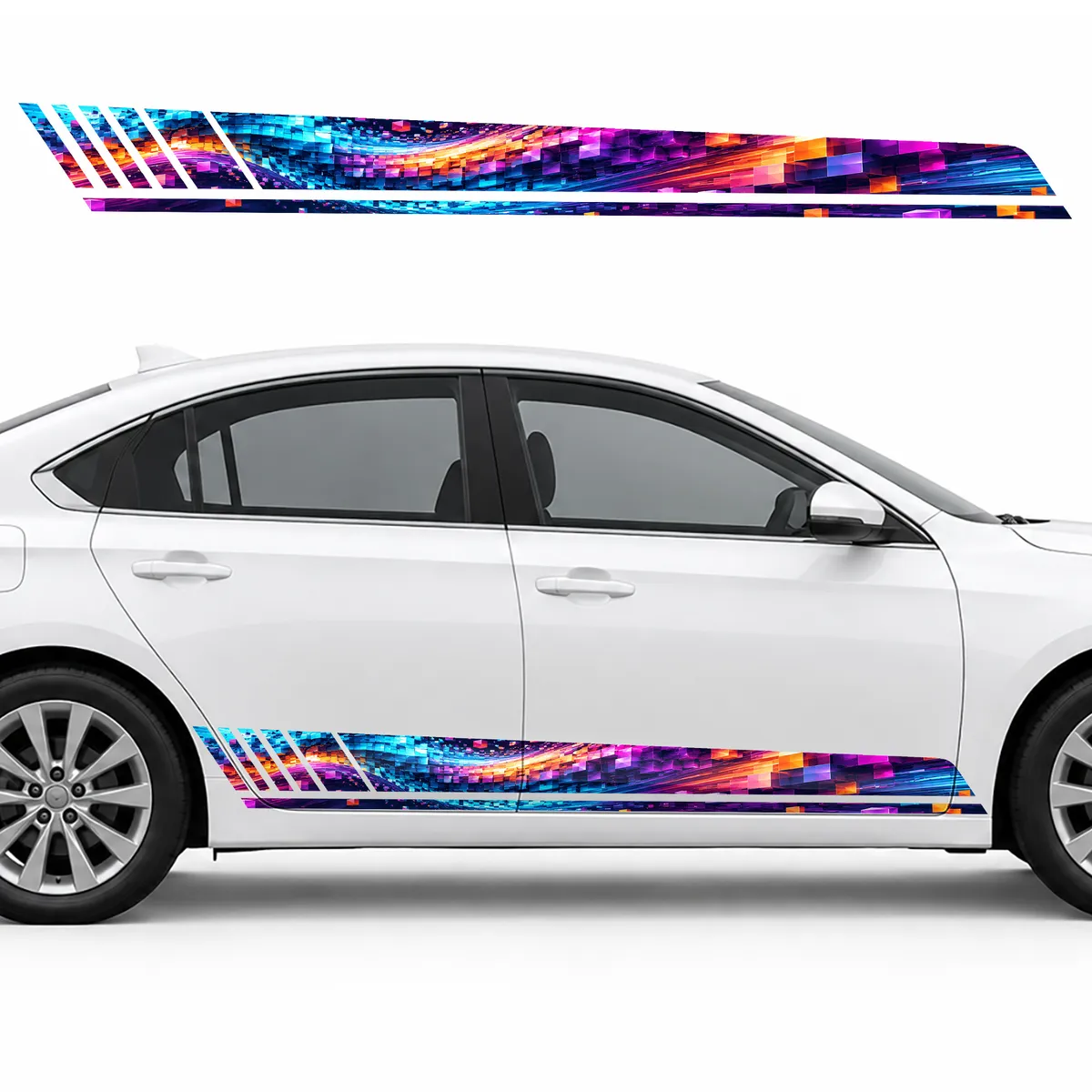 Pixel Wave of Magenta and Cyan GT racing side door stripes, view 2 of 4