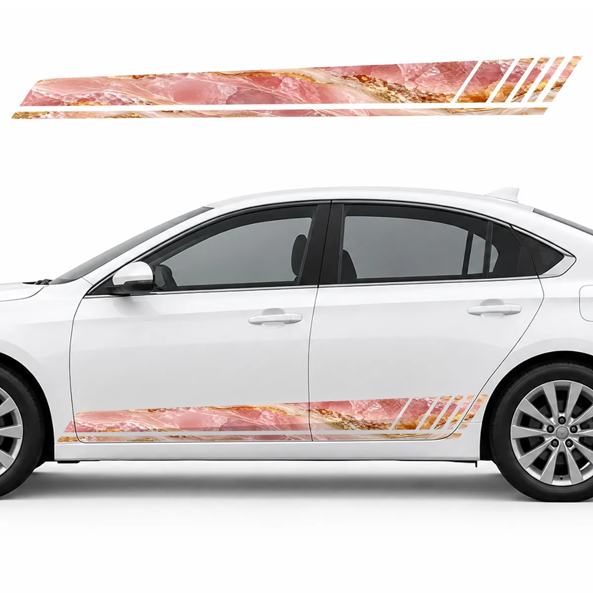 Rose Quartz Flow with Gold Flecks GT racing side door stripes decals stickers for Cars