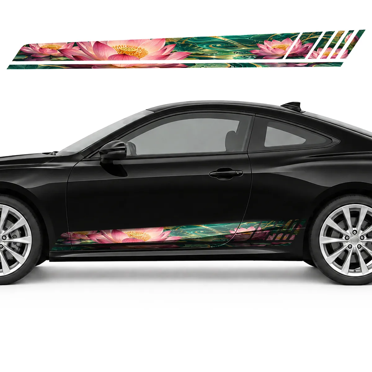 Pink Lotuses over Emerald Waves GT racing side door stripes, view 3 of 4
