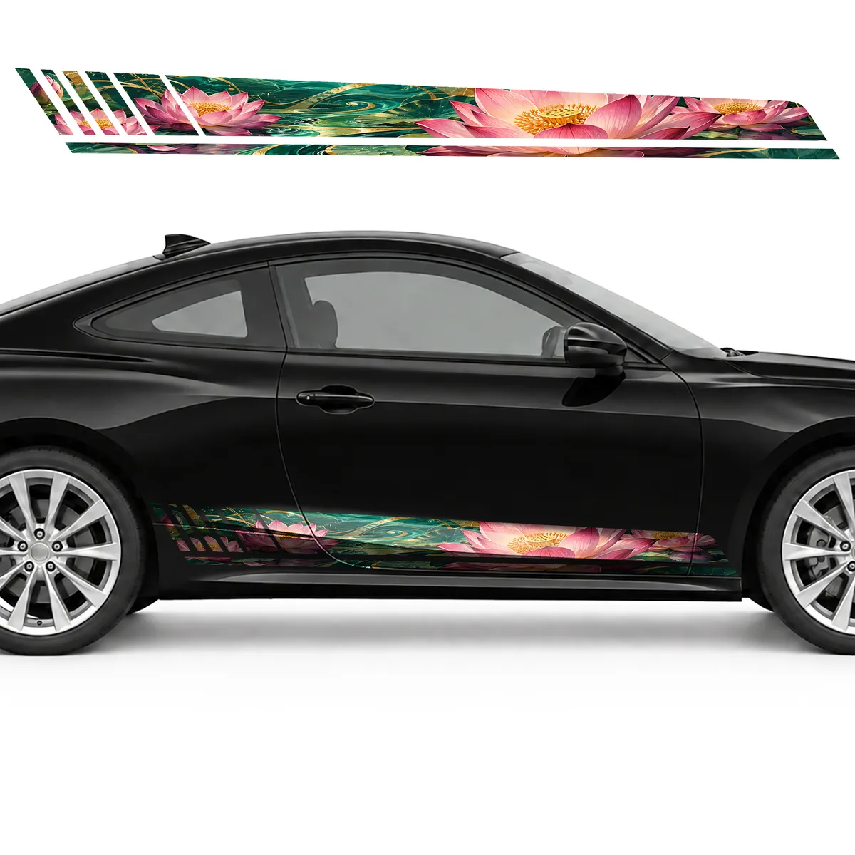 Pink Lotuses over Emerald Waves GT racing side door stripes, view 4 of 4