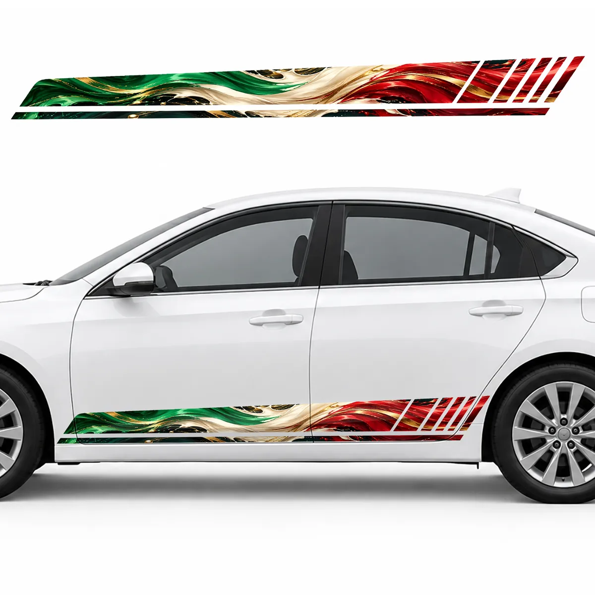 Liquid Italian Tricolor GT racing side door stripes decals stickers for Cars