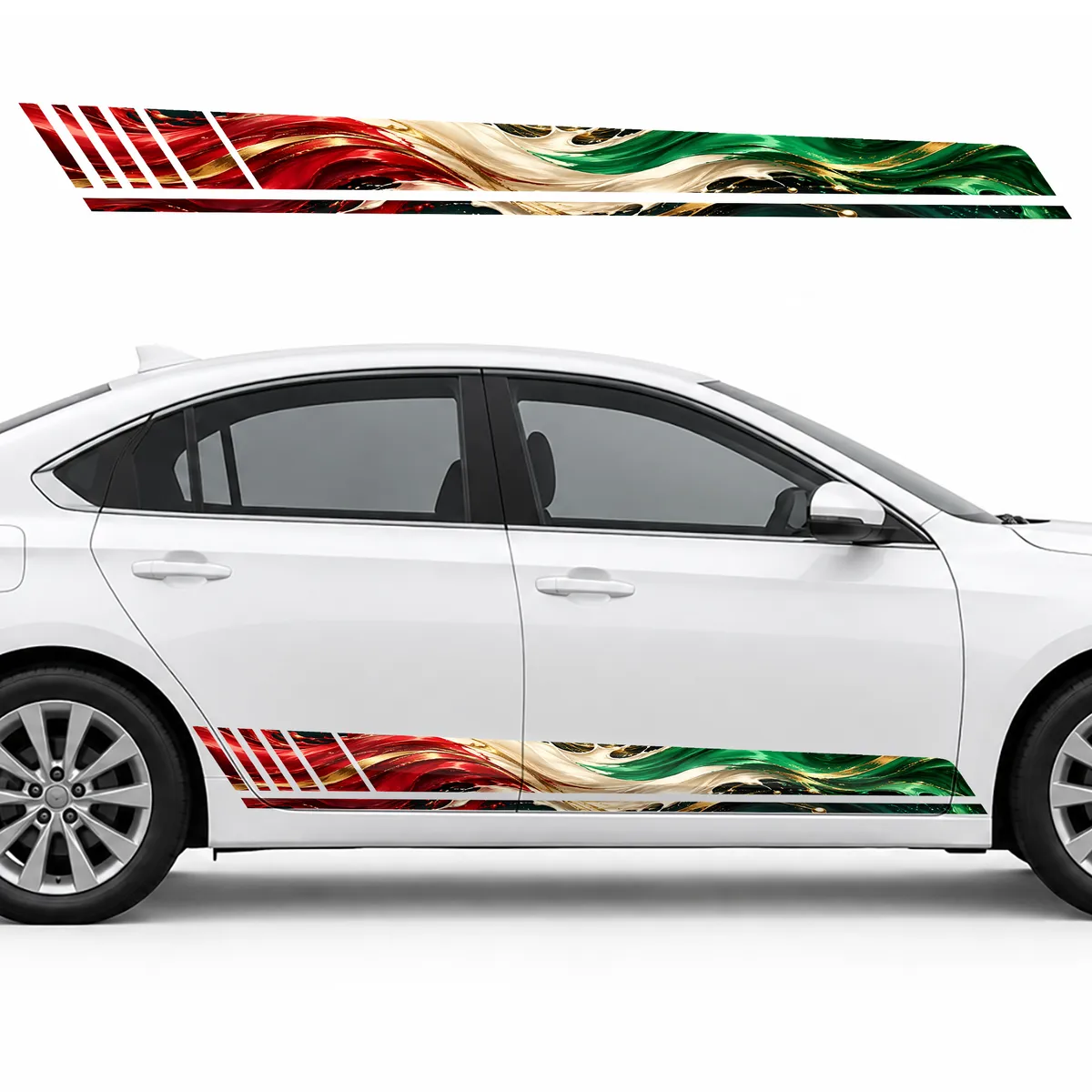 Liquid Italian Tricolor GT racing side door stripes decals, view 2 of 4