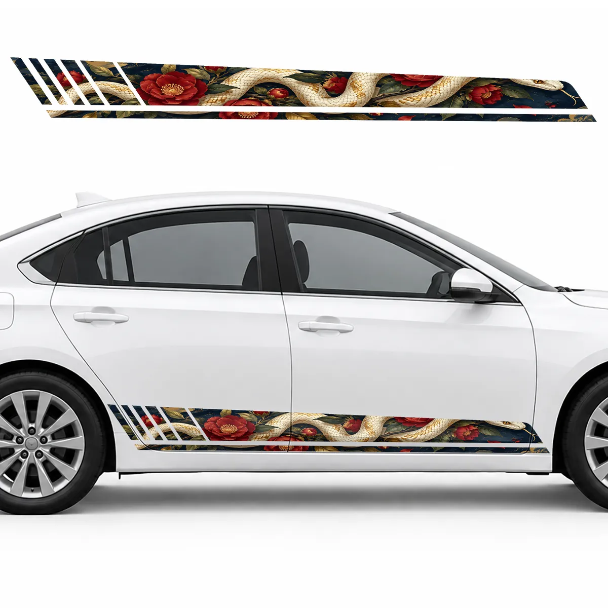 Ivory Snake and Crimson Camellias GT racing side door, view 2 of 4
