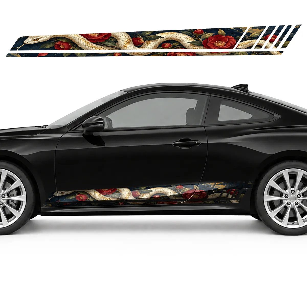 Ivory Snake and Crimson Camellias GT racing side door, view 3 of 4