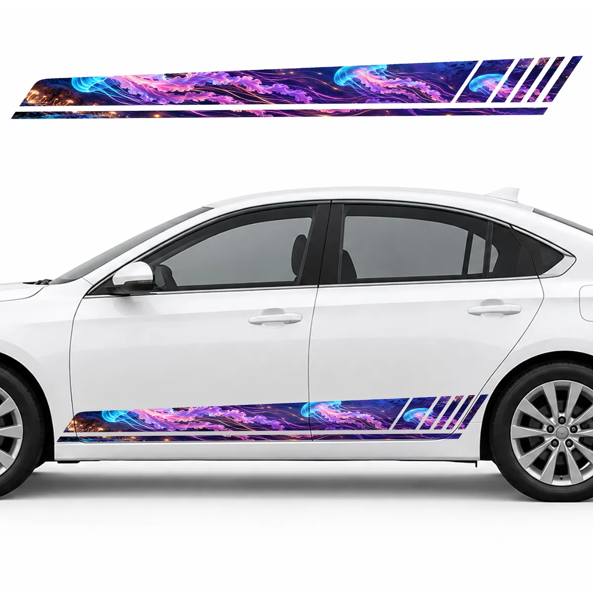 Glowing Jellyfish in a Neon Current GT racing side door stripes decals stickers for Cars