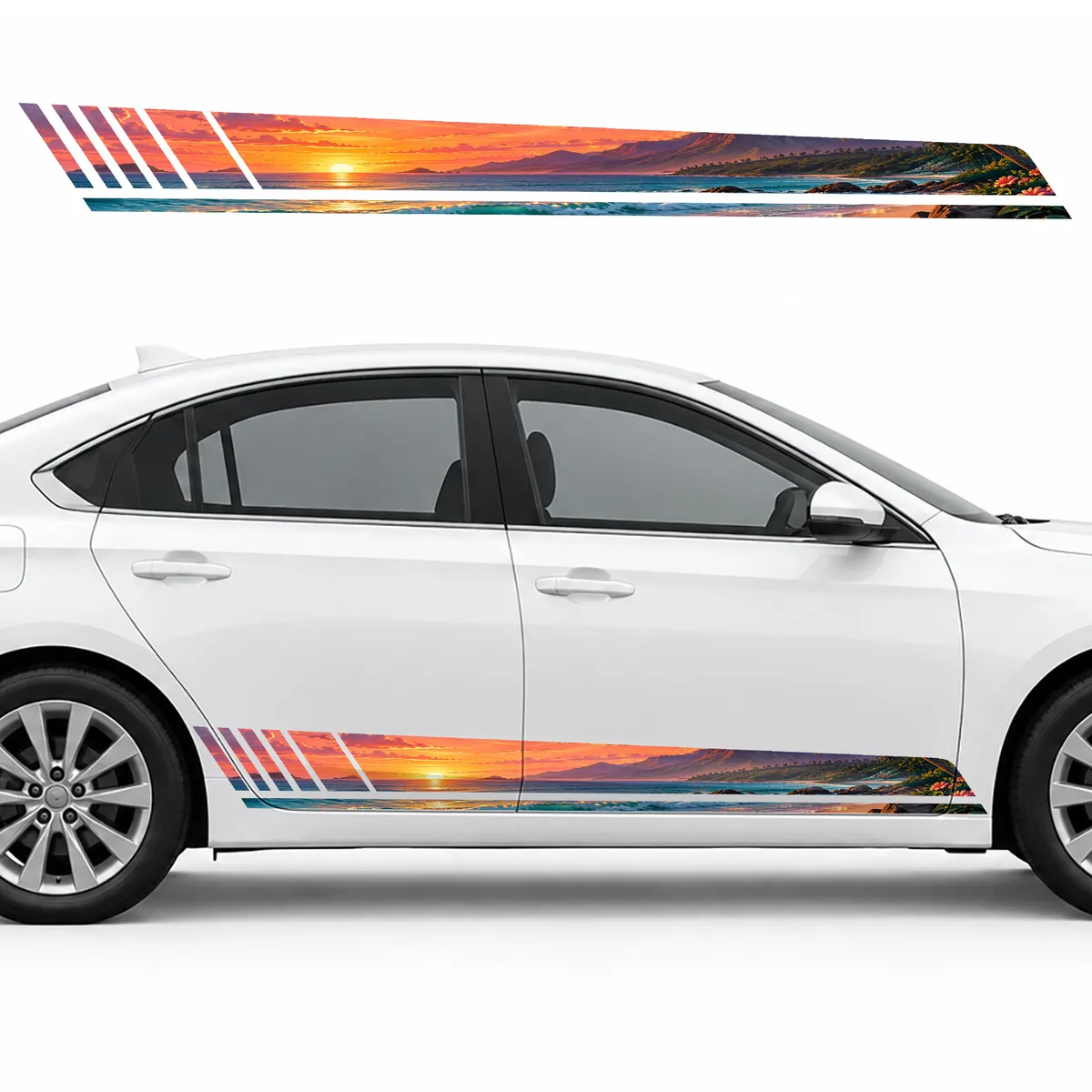 Tropical Sunset over the Ocean GT racing side door stripes, view 2 of 4