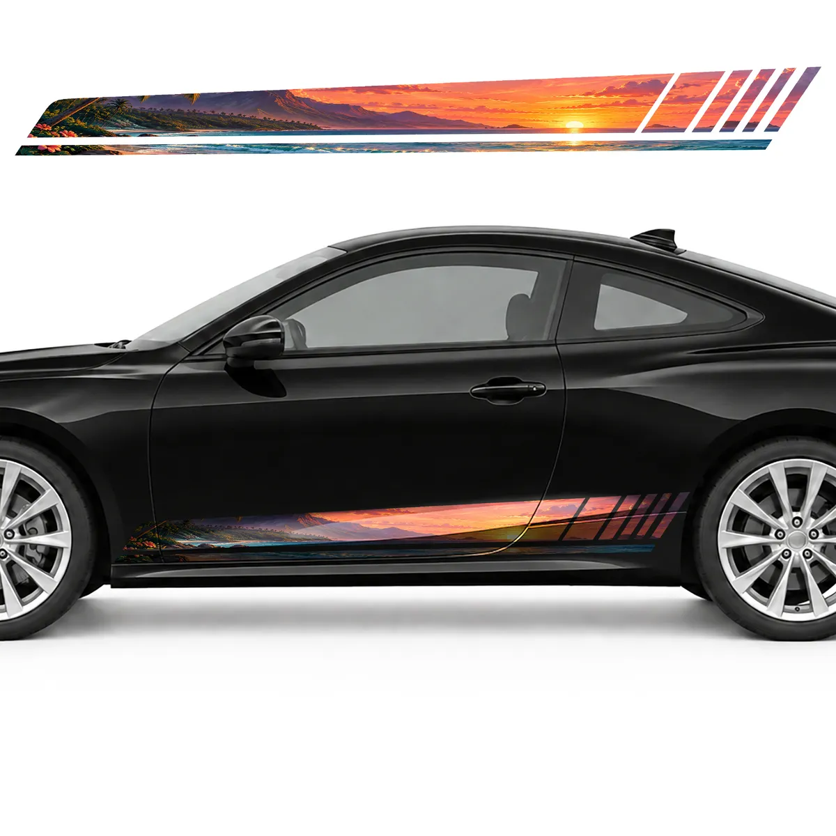 Tropical Sunset over the Ocean GT racing side door stripes, view 3 of 4