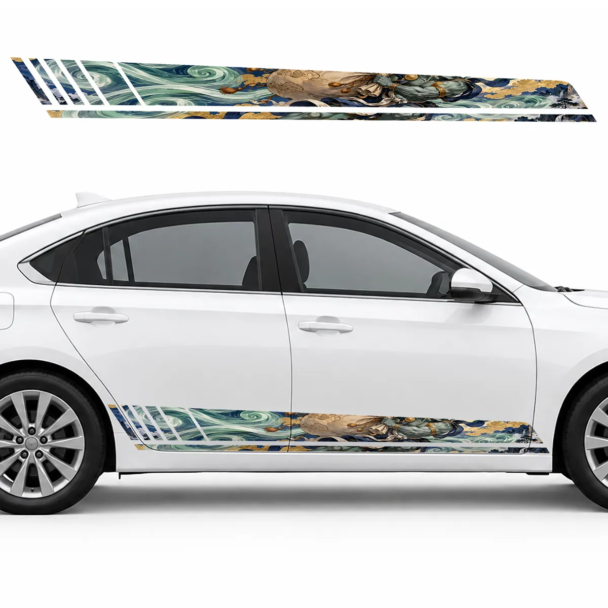 Fujin among Jade Whirlwinds GT racing side door stripes, view 2 of 4