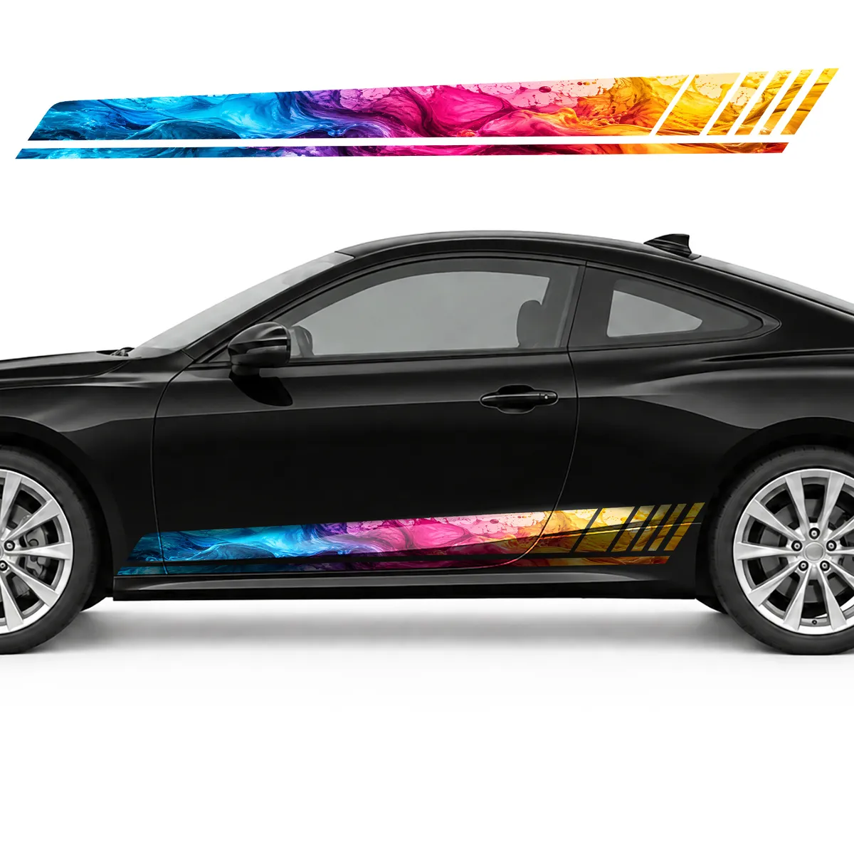 Wave of Turquoise, Raspberry and Amber Ink GT racing side, view 3 of 4