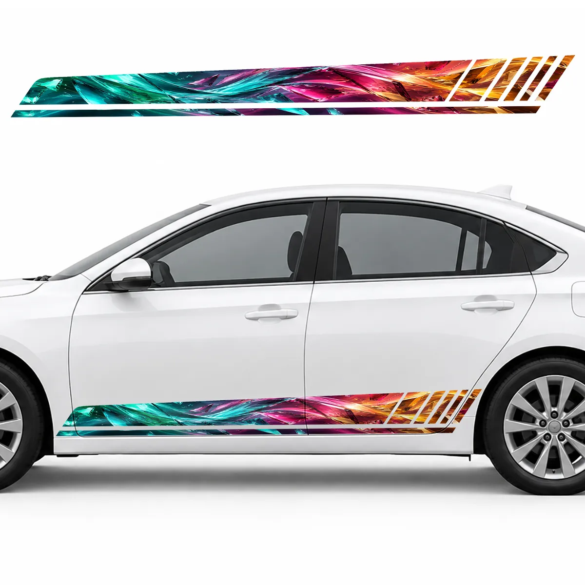 Wave of Colored Glass Shards GT racing side door stripes decals stickers for Cars