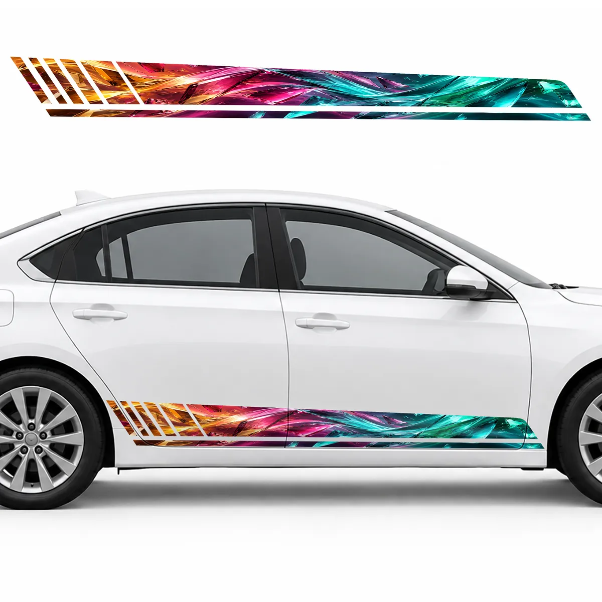 Wave of Colored Glass Shards GT racing side door stripes, view 2 of 4