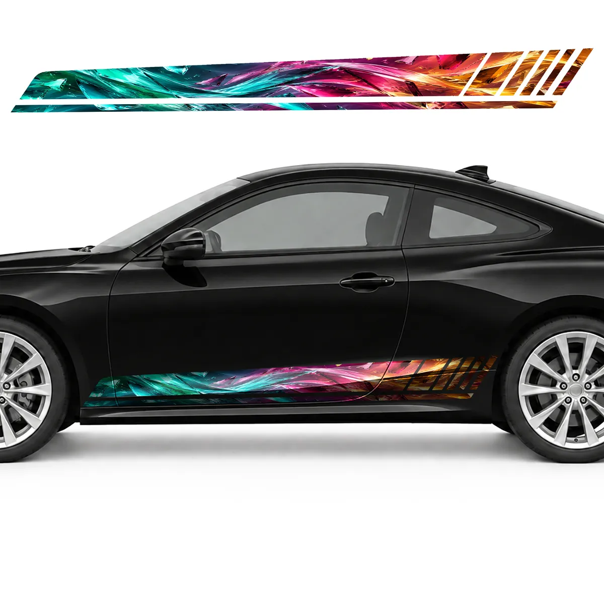 Wave of Colored Glass Shards GT racing side door stripes, view 3 of 4