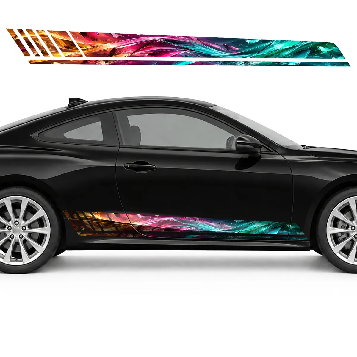 Wave of Colored Glass Shards GT racing side door stripes, view 4 of 4