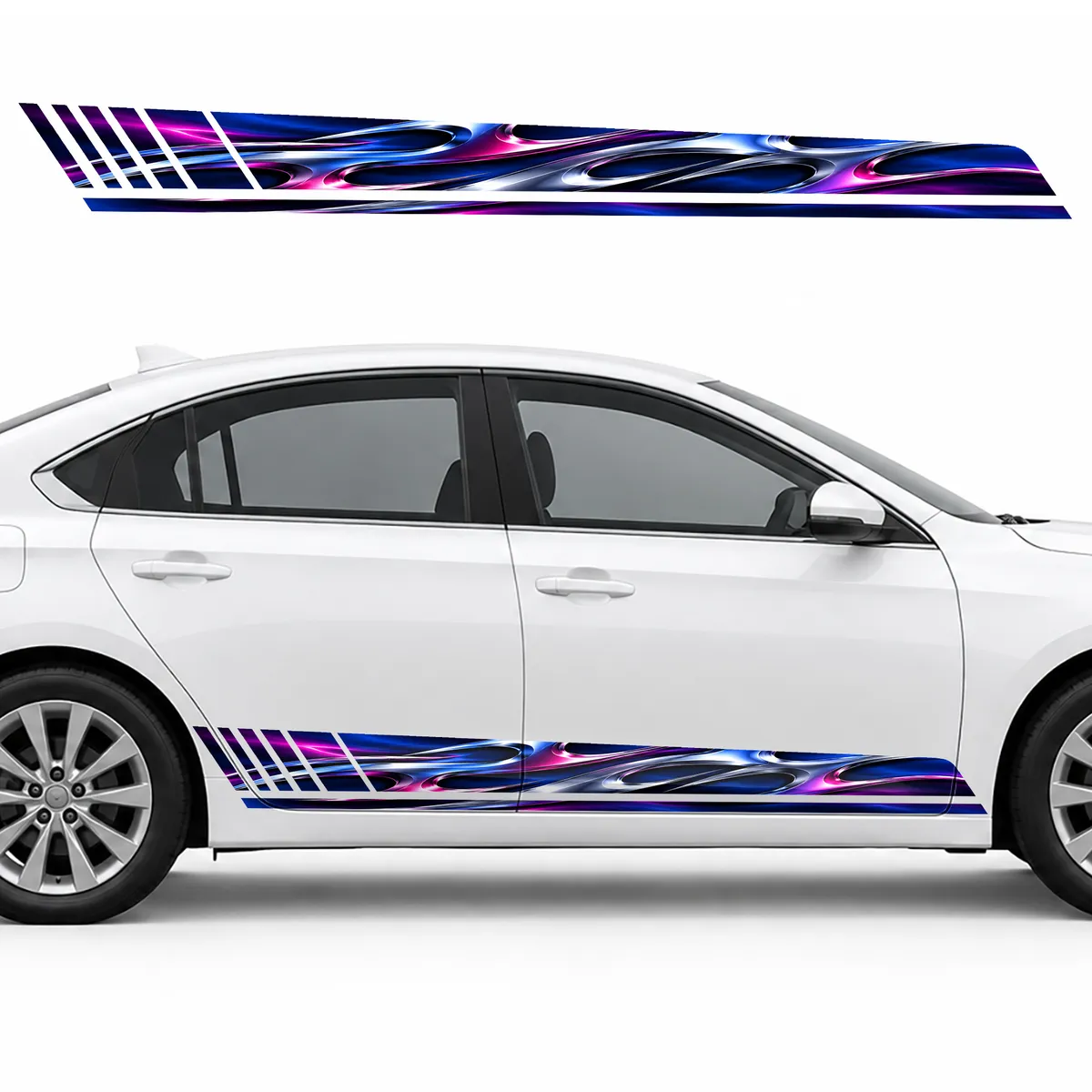 Chrome Flame Blades GT racing side door stripes decals, view 2 of 4