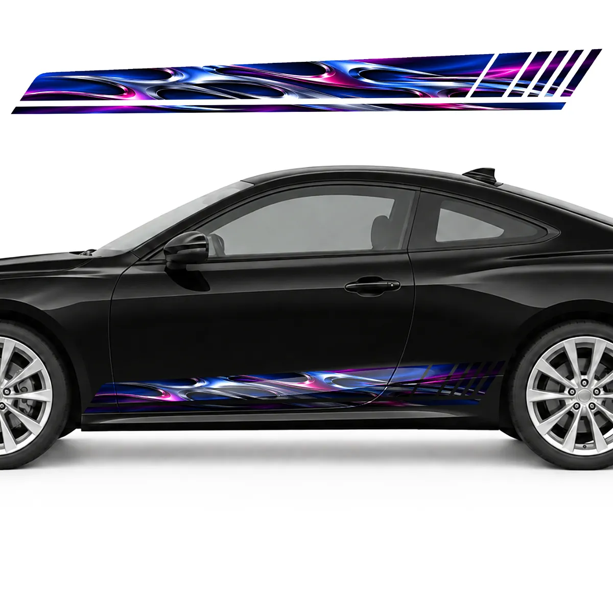 Chrome Flame Blades GT racing side door stripes decals, view 3 of 4