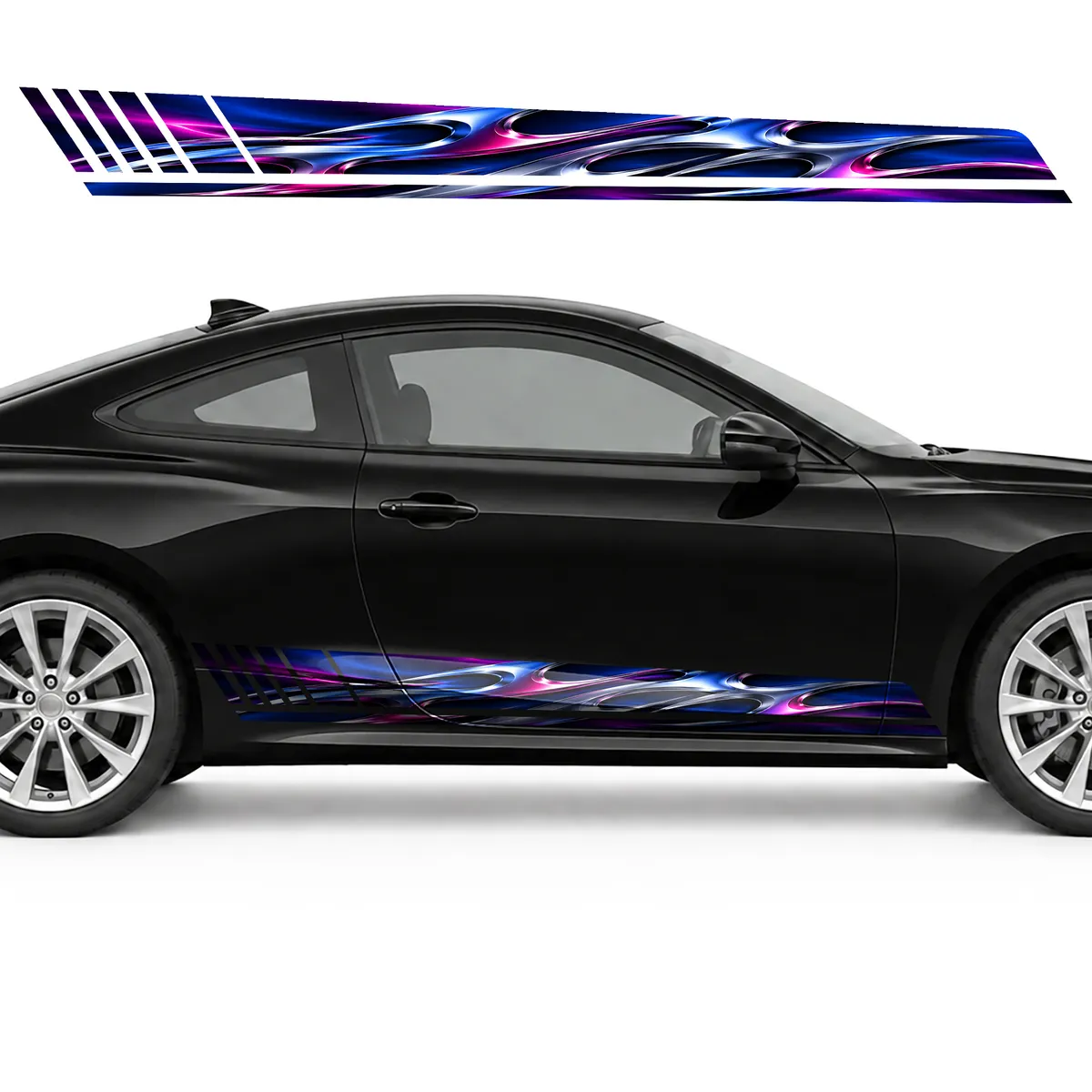 Chrome Flame Blades GT racing side door stripes decals, view 4 of 4