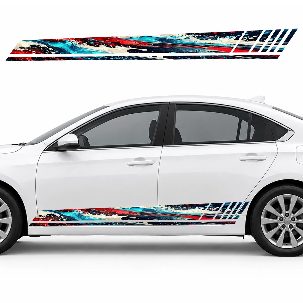 Red and Turquoise Speed Strokes GT racing side door stripes decals stickers for Cars