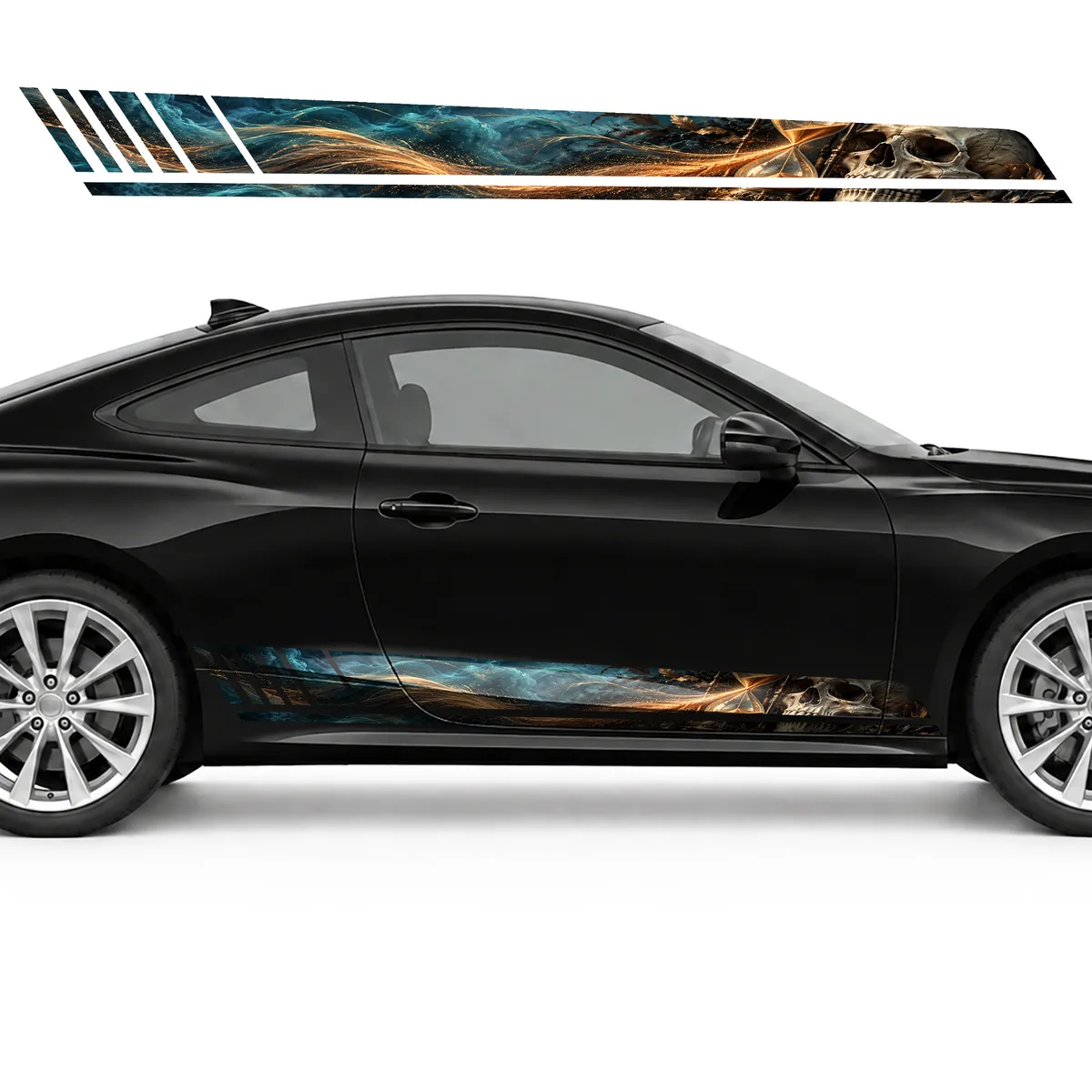 Skull and Hourglass in Turquoise Mist GT racing side door, view 4 of 4