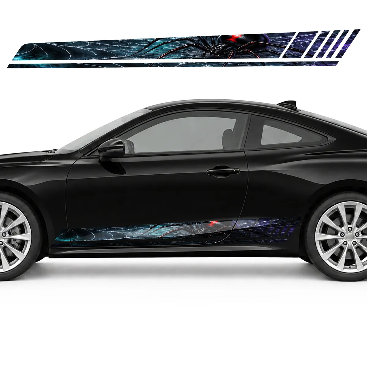 Black Widow Spider on a Silver Web GT racing side door, view 3 of 4