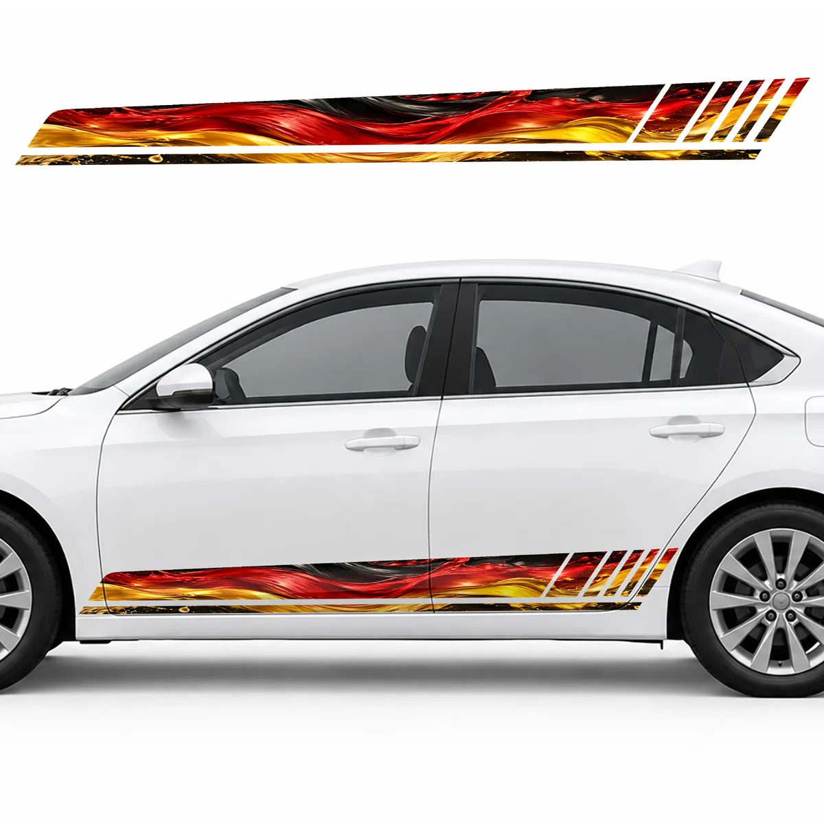 Black, Crimson and Gold Flow GT racing side door stripes decals stickers for Cars