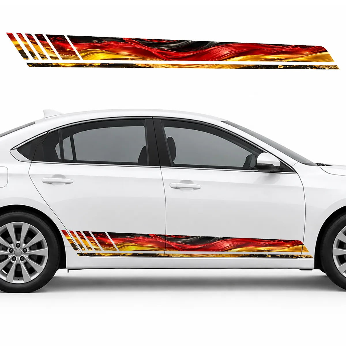 Black, Crimson and Gold Flow GT racing side door stripes, view 2 of 4