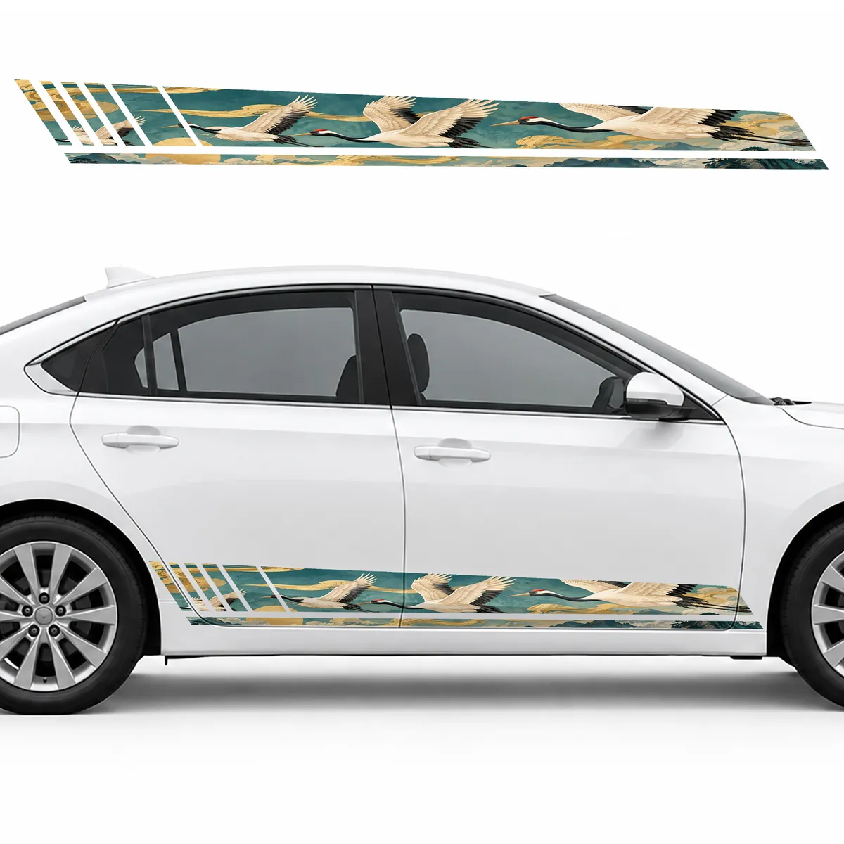 Japanese Cranes over Golden Clouds GT racing side door, view 2 of 4