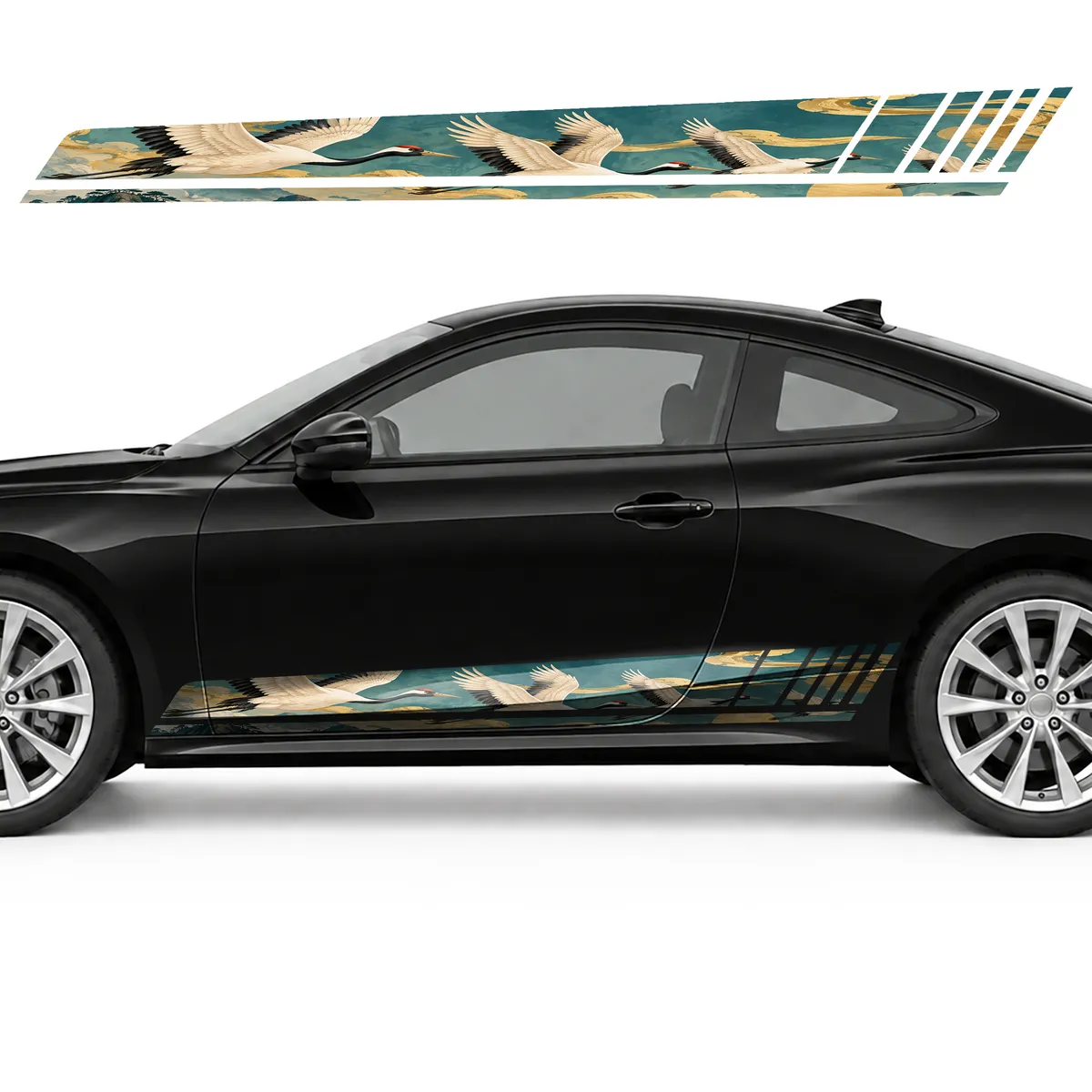 Japanese Cranes over Golden Clouds GT racing side door, view 3 of 4
