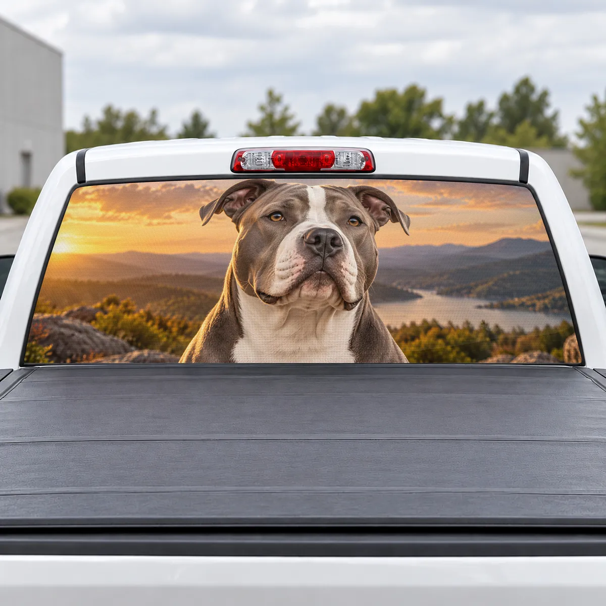 Pit Bull perforated rear window decal for Trucks