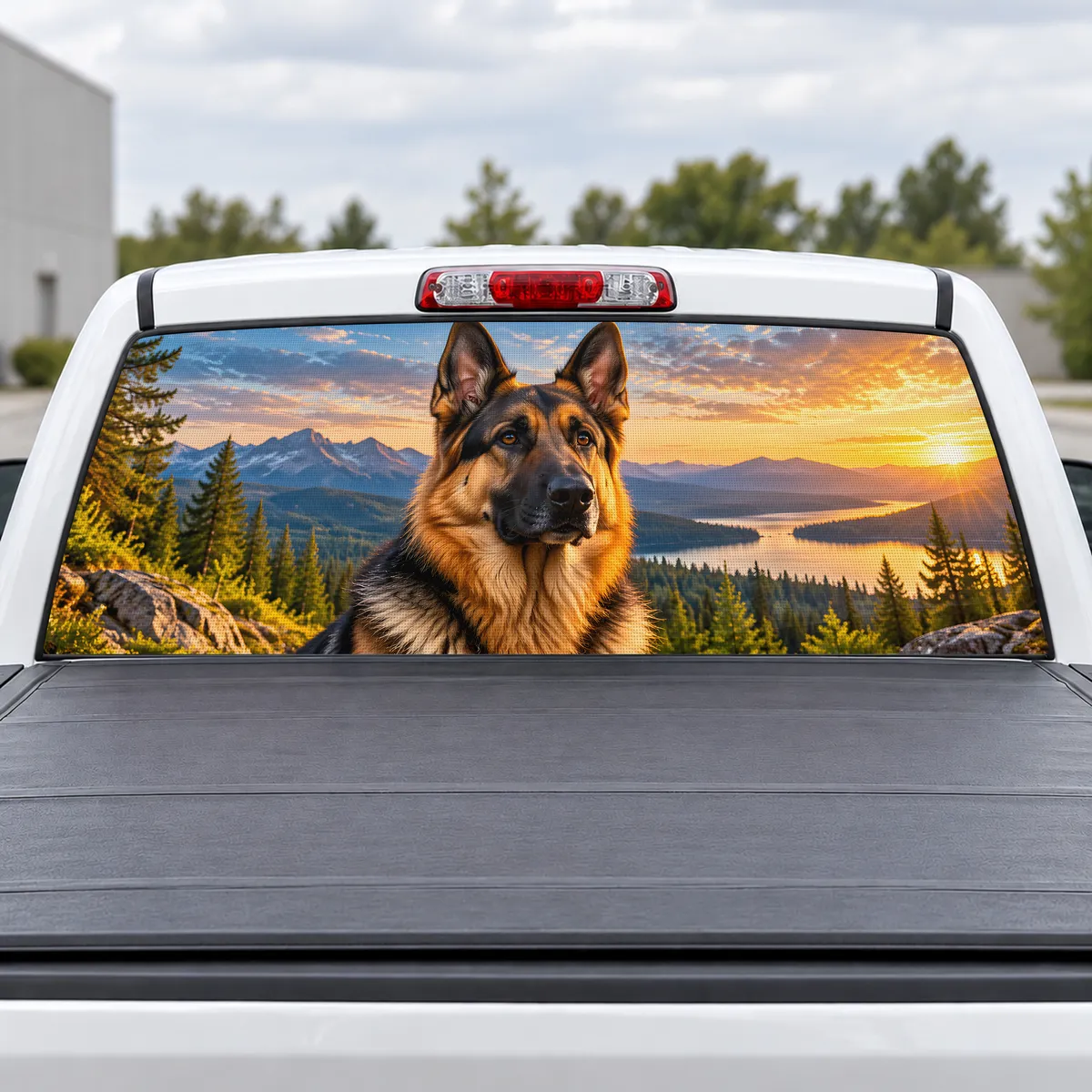 German Shepherd perforated rear window decal for Trucks