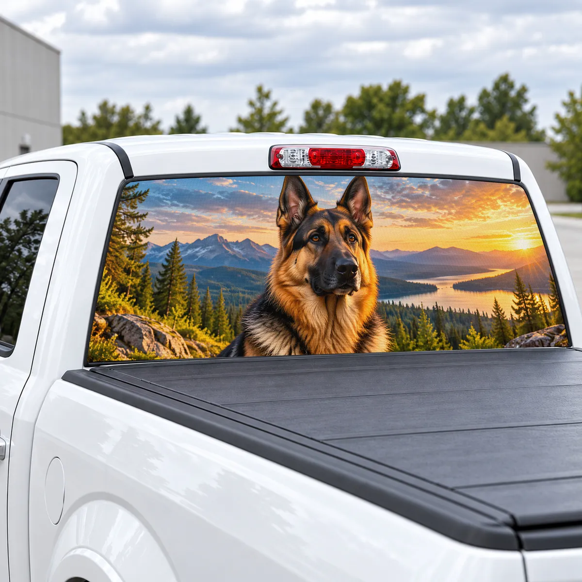 German Shepherd perforated rear window decal for Trucks, view 2 of 4