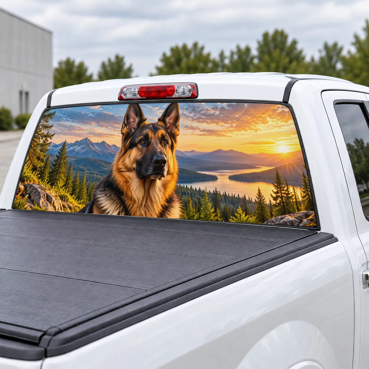 German Shepherd perforated rear window decal for Trucks, view 3 of 4