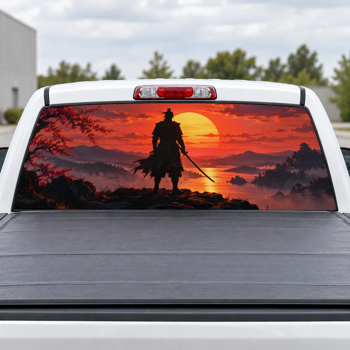 Samurai Dusk perforated rear window decal for Trucks