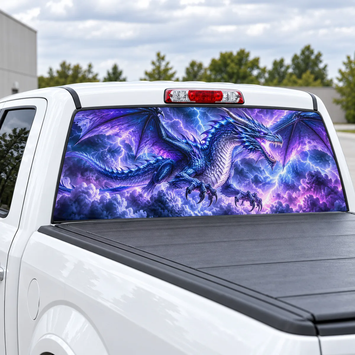 Dragon Storm perforated rear window decal for Trucks, view 2 of 4