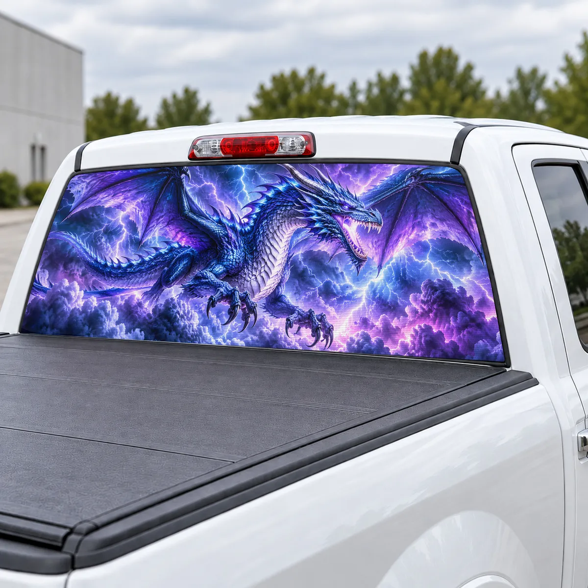 Dragon Storm perforated rear window decal for Trucks, view 3 of 4