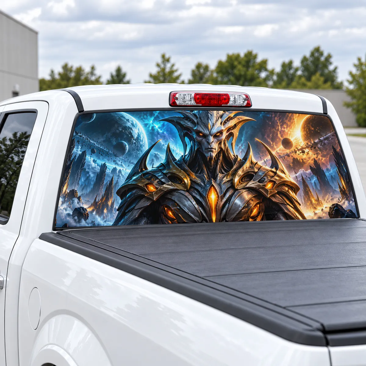 Alien Warlord perforated rear window decal for Trucks, view 2 of 4
