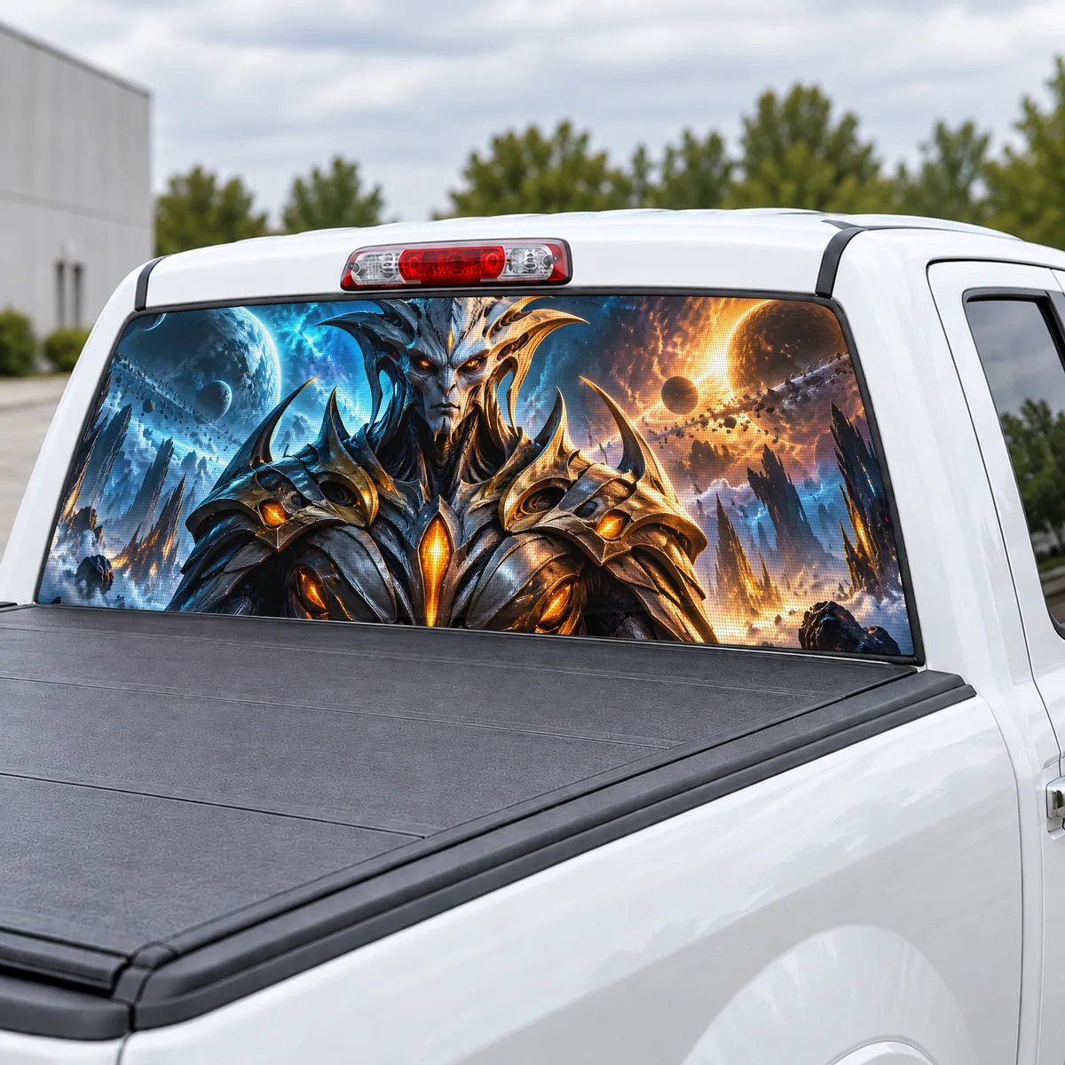 Alien Warlord perforated rear window decal for Trucks, view 3 of 4