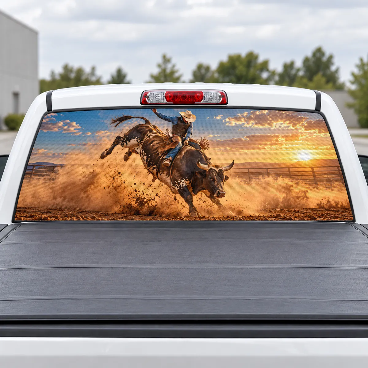 Rodeo Ride perforated rear window decal for Trucks
