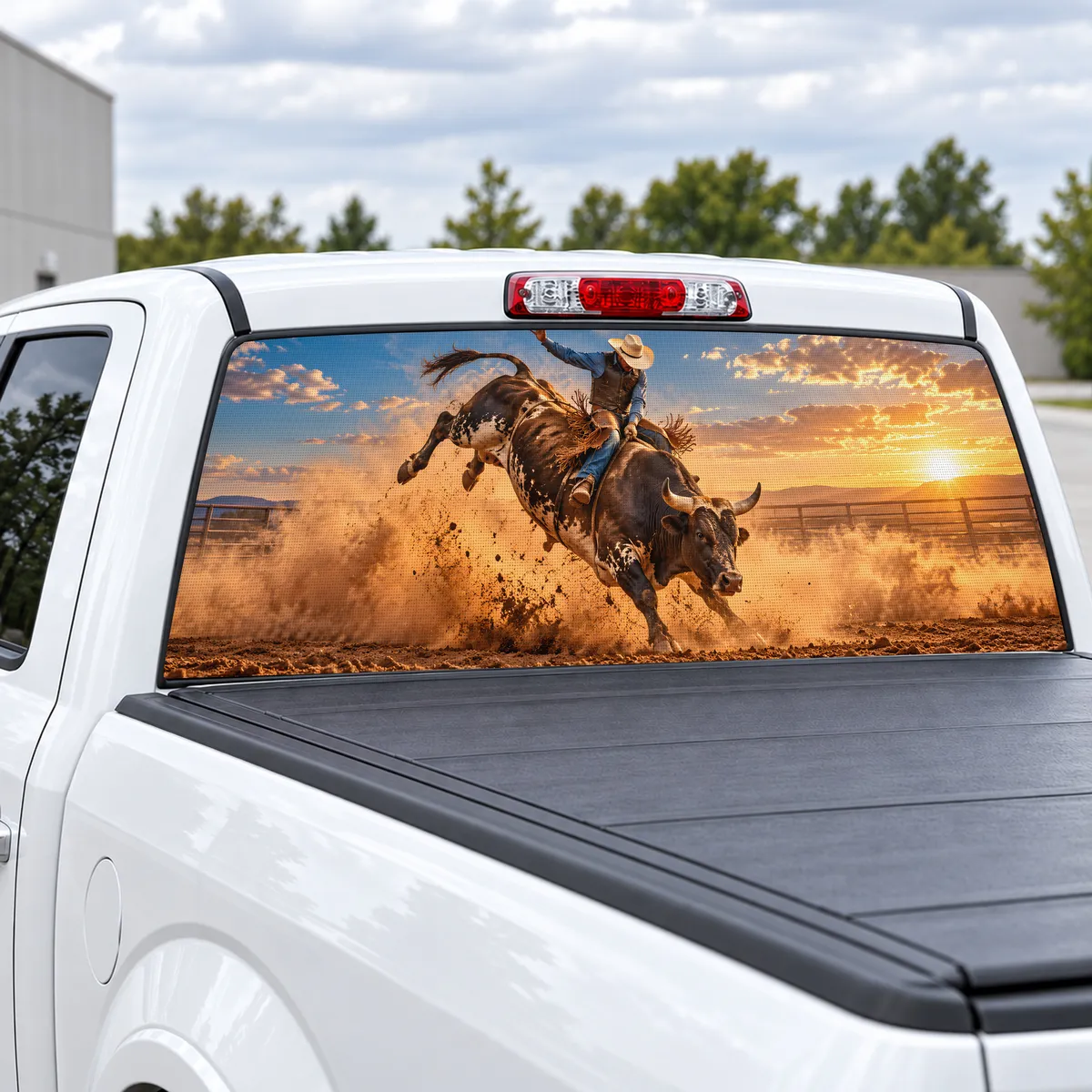 Rodeo Ride perforated rear window decal for Trucks, view 2 of 4
