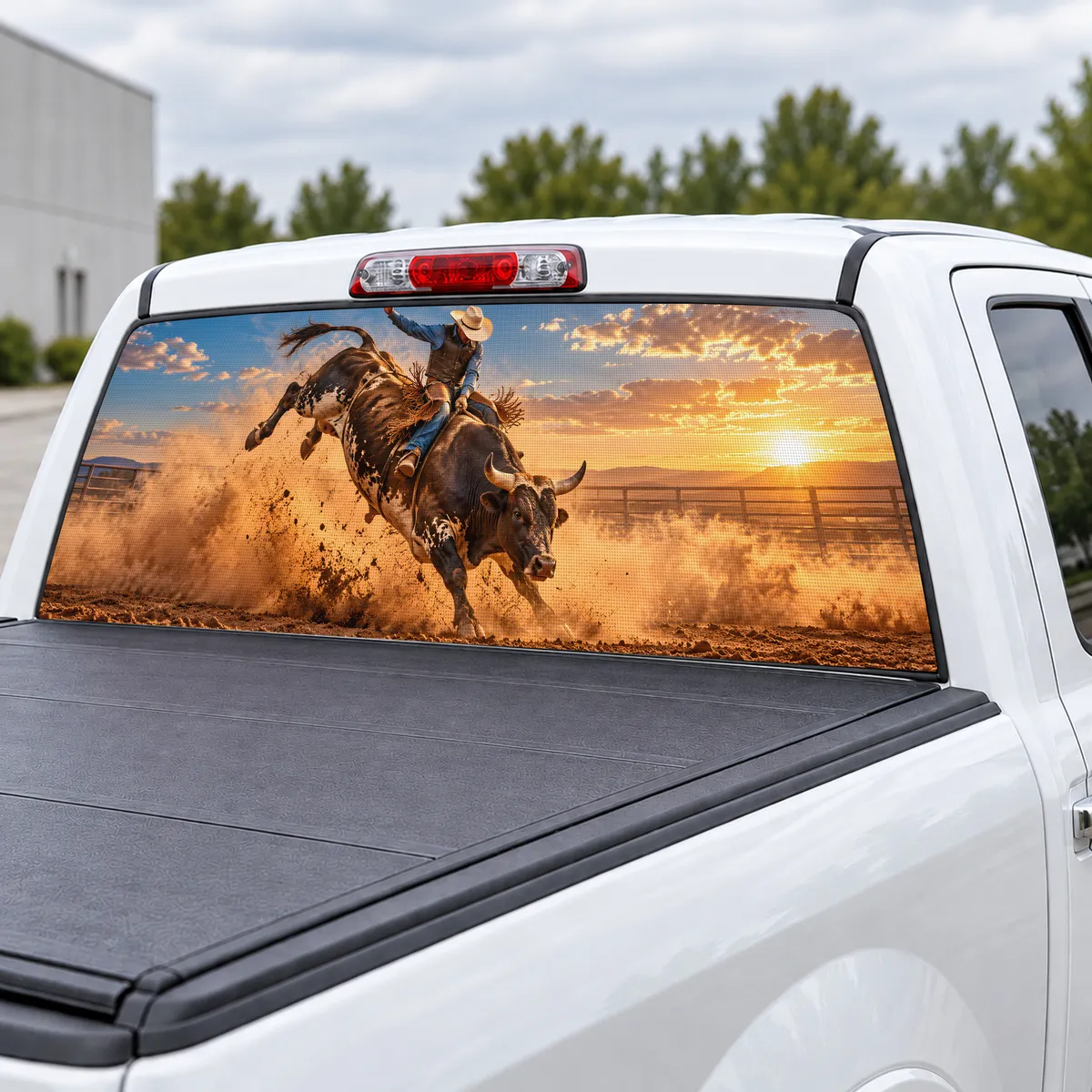 Rodeo Ride perforated rear window decal for Trucks, view 3 of 4