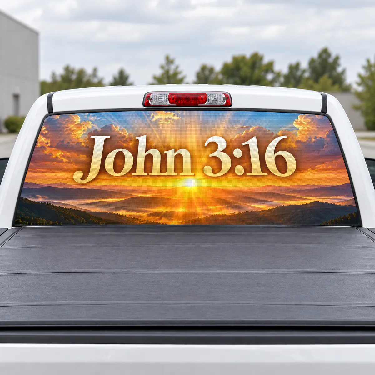John 3:16 perforated rear window decal for Trucks